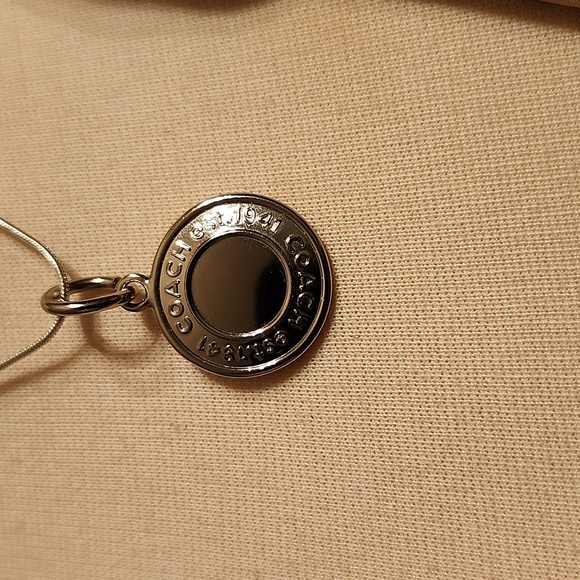 Coach Logo Circle Pendant W/Necklace That's Unbranded All Stainless Steel 18" - Picture 2 of 9